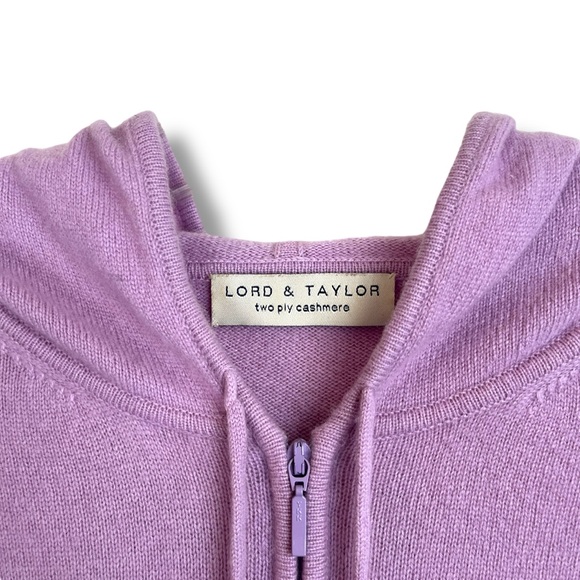 Lord & Taylor Two Ply Cashmere Lilac Purple Full Zip Hoodie Sweater Sweatshirt - Picture 4 of 6